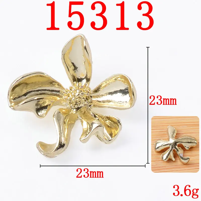 10 Pcs/Lot Alloy Branch Gold Red Rhinestone Buttons Pendants Decorative Jewelry Earrings Choker Hair DIY Jewelry Accessories