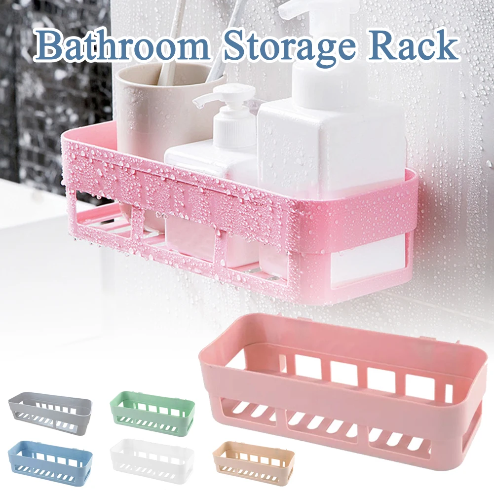 1Piece Bathroom Shower Caddy Wall-Mounted Storage Rack Self-adhesive Shampoo Stoage Shelf For Home Bathroom Organization