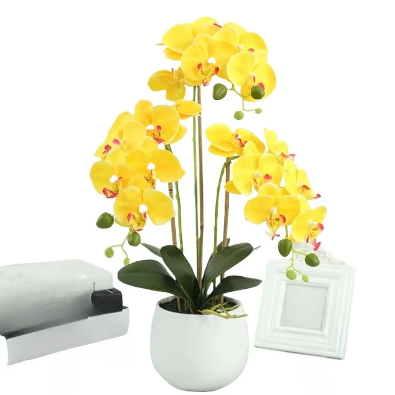 

Artificial Bonsai Plant Latex Flower Ceramic Orchid Leaf and Pot Exquisite Simulation Environmental Protection Material