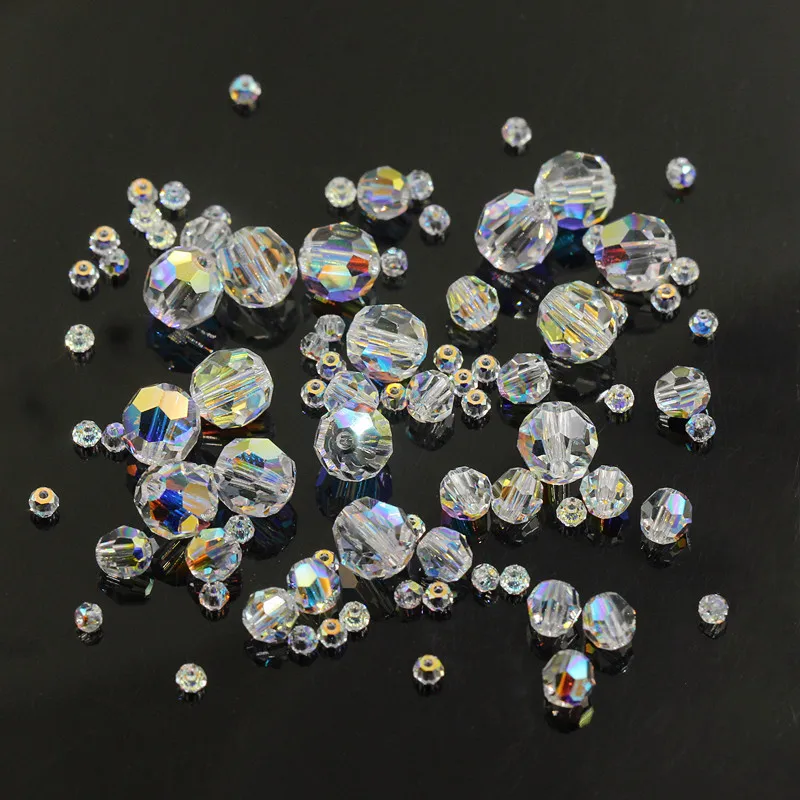 50pcs/ Bag  Hot Sale 2mm-12mm AB Color Cut surface bead synthetic crystal Beads for Bulk Diy Jewelry Bracelet necklace making