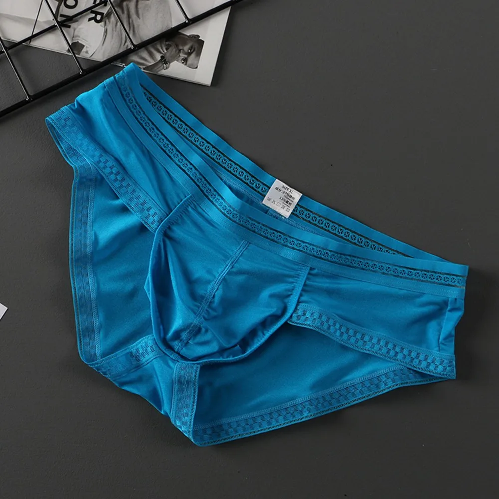 

2021 Summer Men Sexy Elastic U-Bulge Cup Briefs Ice Silk Breathable Comfortable Seamless Underwear Personalized Tide Boxer Short