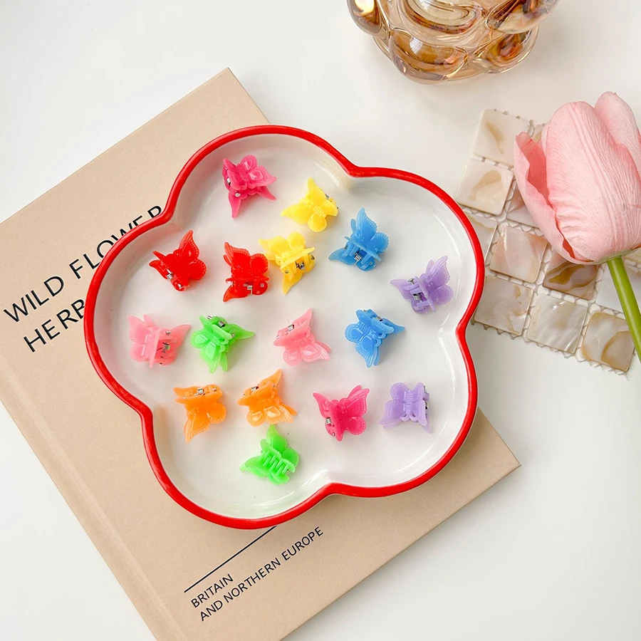 10Pcs/lot 1.5*2cm Colorful Butterfly Small Claw Clips Girls Cute Barrettes Hairpin For Women Girls Accessories Styling Braids