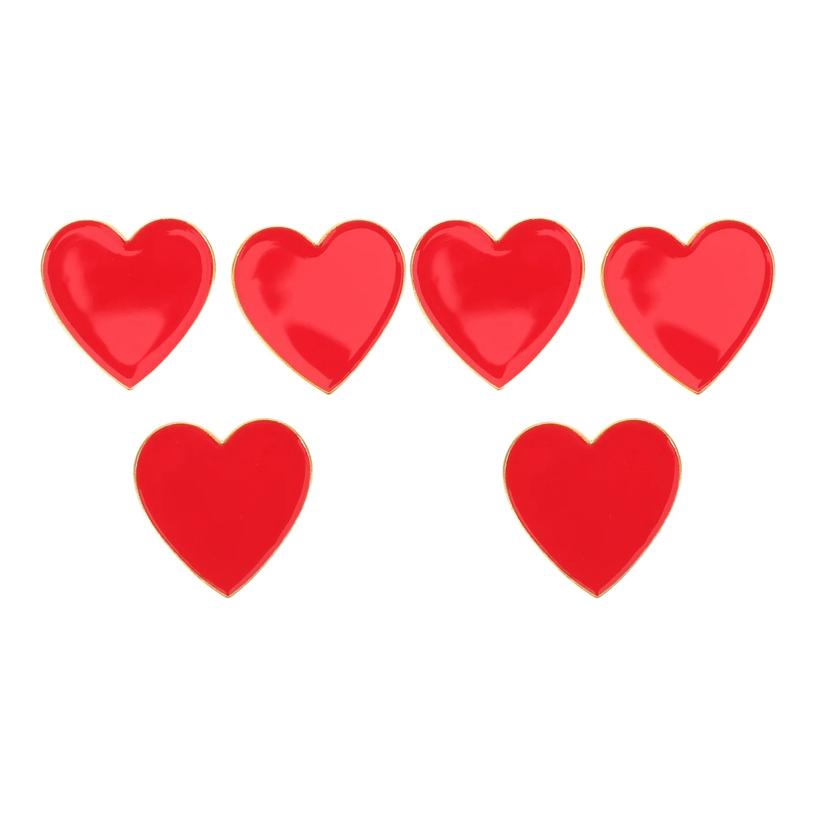 

6Pcs Red Heart Brooch Pins Love Shape Badge Wedding Valentines Anniversary Party Favor Brooches Women Men Bags Hats Accessories