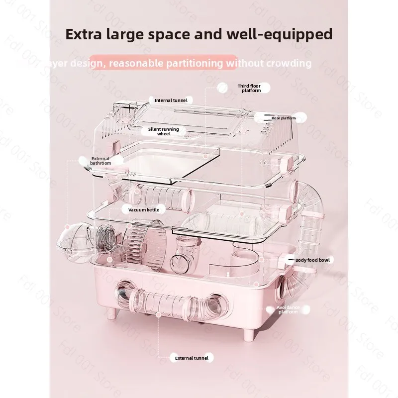 Hamster Cage Large Luxury Villa Supplies Three-layer Acrylic Panoramic Transparent Golden Bear Special Nest
