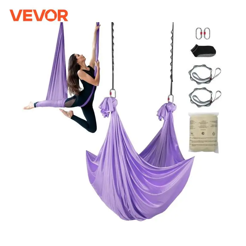 VEVOR Aerial Yoga Hammock & Swing 4.4 Yards Yoga Starter Kit Nylon Fabric Antigravity Flying for All Levels Fitness Bodybuilding