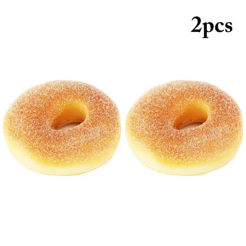 2pcs/Set Cute Artificial Donut Cake Dessert Fake Food Photography Prop Simulation Realistic Dessert Cake Model Tea Table Decor