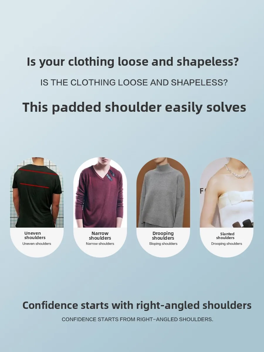 Detachable Magic Tape Silicone Shoulder Pads for Vest Invisible Anti-Slip Straight Angle Shoulder Cartoon Style Chest Binder