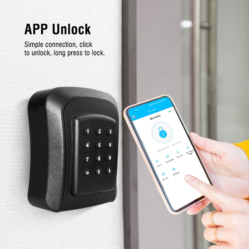 EGFirtory Smart Tuya Or TTlock APP Key Box Large Store Space 2 Way Unlock Waterproof Security ABS Key Box