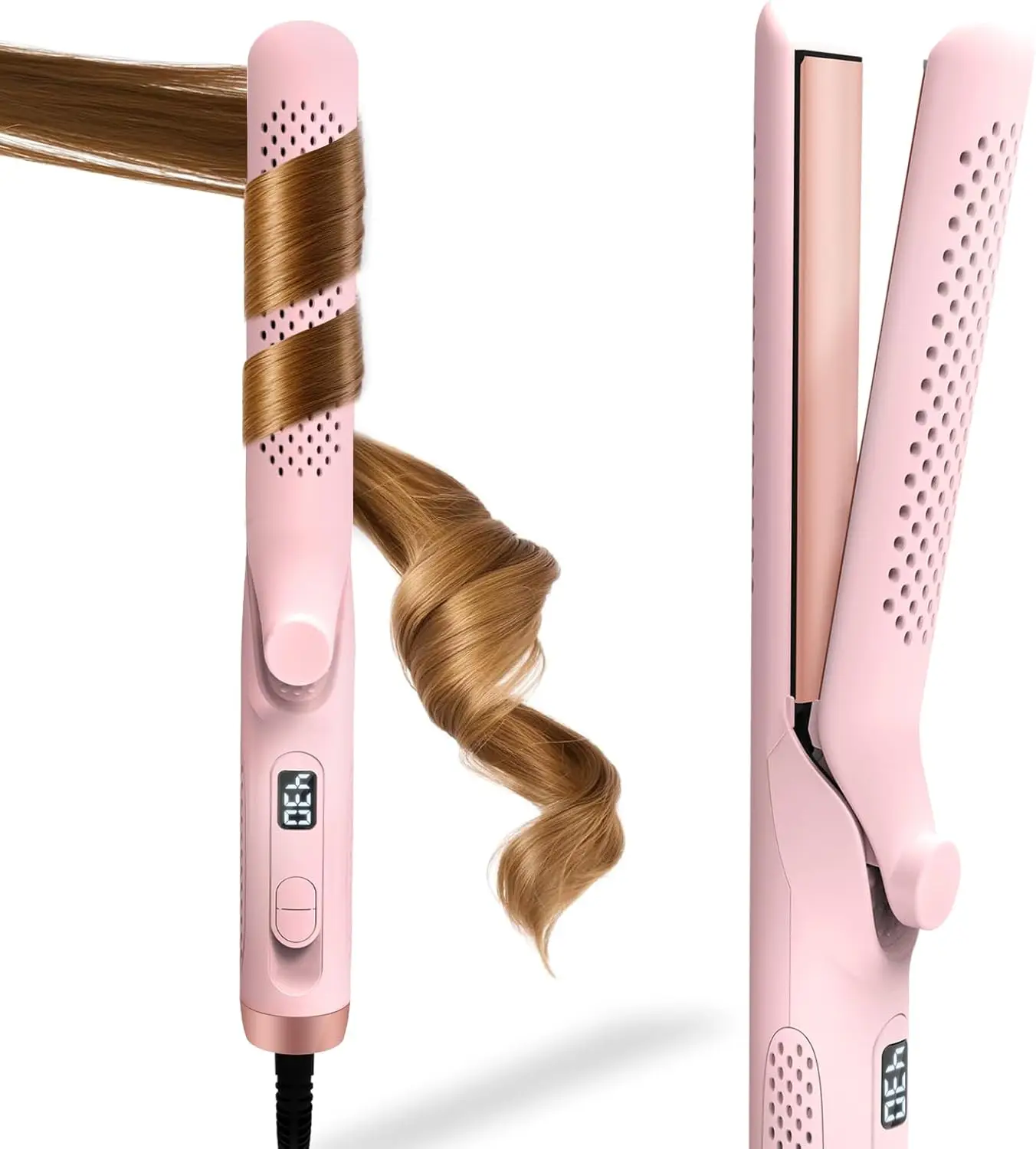 2 in 1 Hair Straightener and Curler,360 Cool Airflow,5 Adjustable Temperatures,Dual Voltage for Travel,Ideal Gift for Women