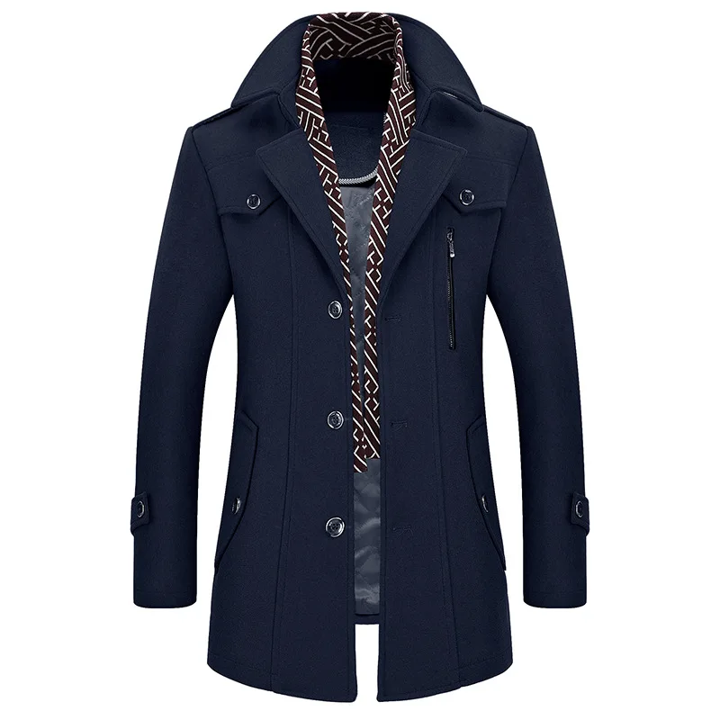 

Men Blends Jacket Solid Wool Single Breasted Spliced Cardigan Loose Fit Outerwear Long Sleeve Turn Down Collar Casual 2025 New