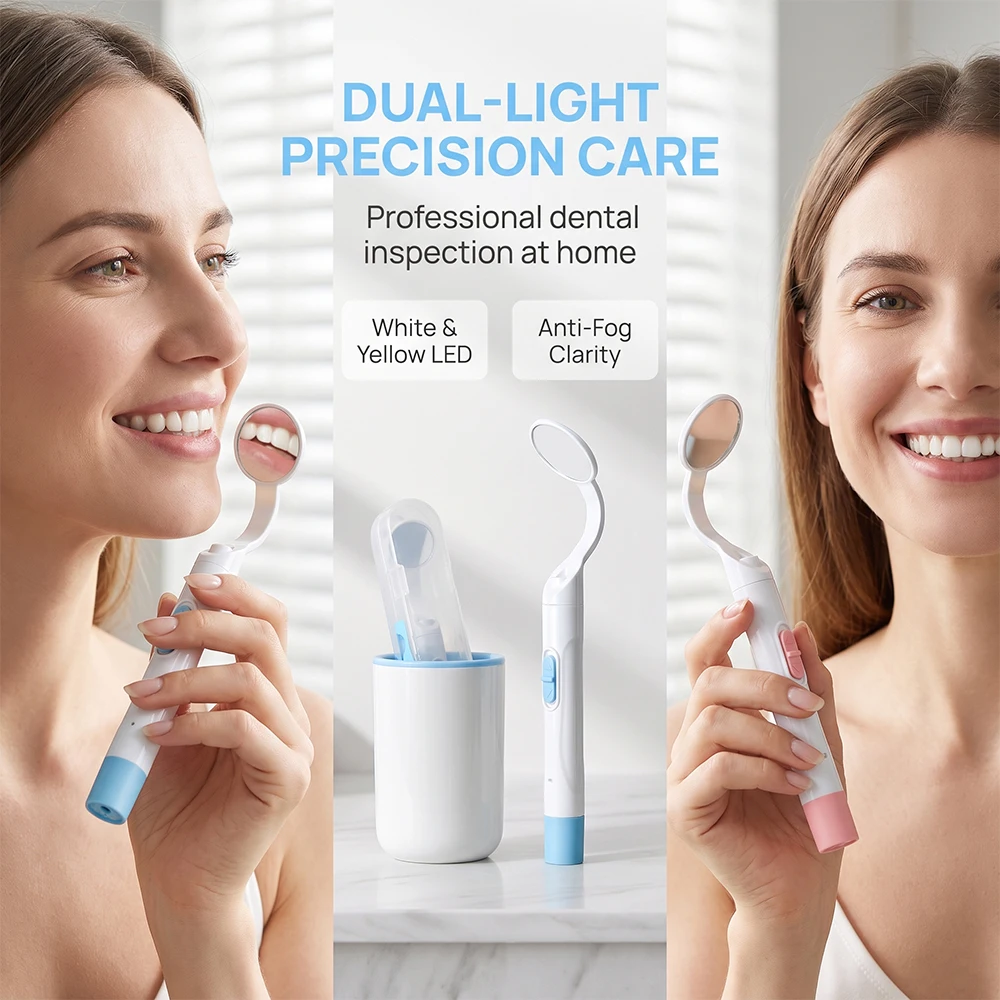 Anti Fog LED Dental Mirror with  Mouth Mirror Oral Mirror LED Bright Dentist Home Oral Hygiene Teeth Inspection Tool
