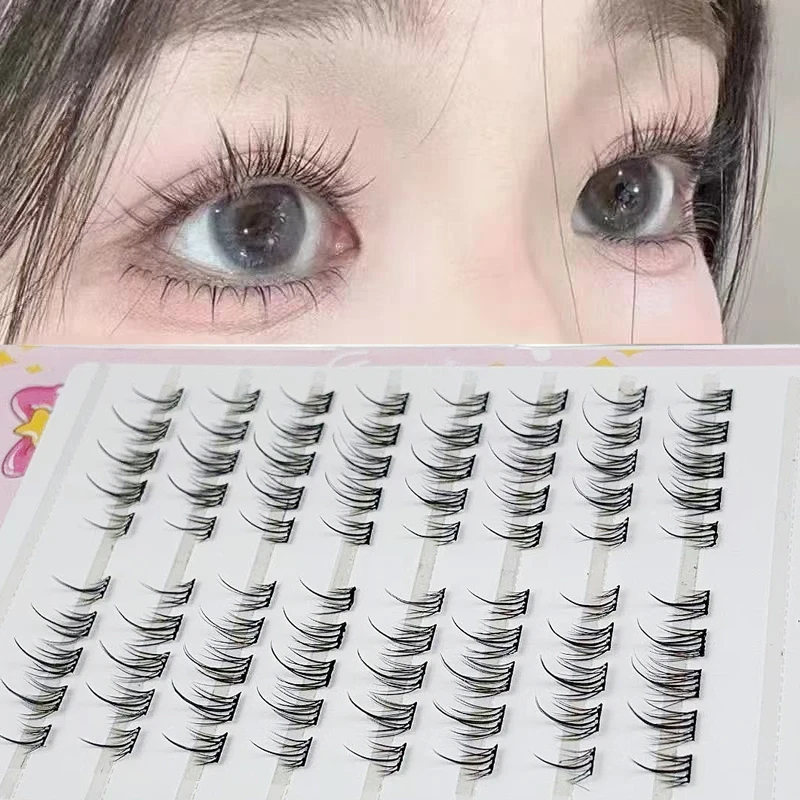 80 クラスタのひまわり型ナチュラルつけまつげ - 8 列の大容量、接着剤不要/非粘着設計