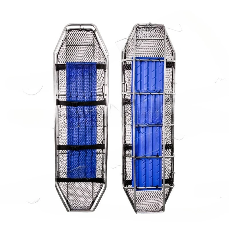 Stainless steel basket stretcher, multifunctional life-saving blue stretcher