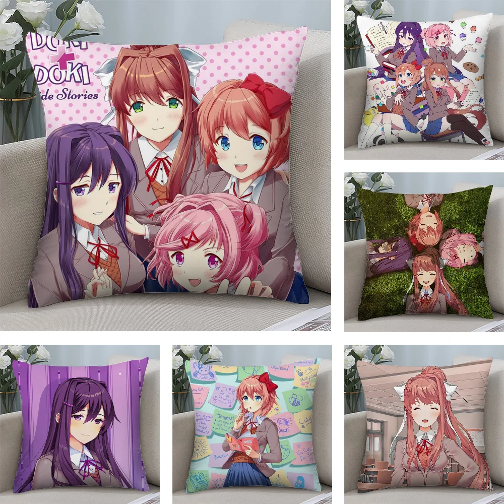 D-Doki L-Literature Club Pillow Case Short Plush Pillow Covers Sofa Decorative Gift Home Double-sided Printing Cushion Cover