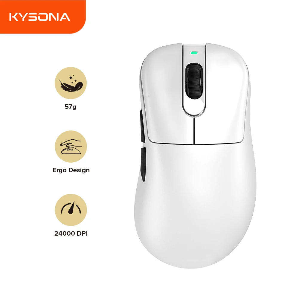 

Беспроводная игровая мышь KYSONA Mars SE, перезаряжаемая трехрежимная Bluetooth-мышь PAW3311 1 кГц, 18000 точек на дюйм, макропад/ПК.