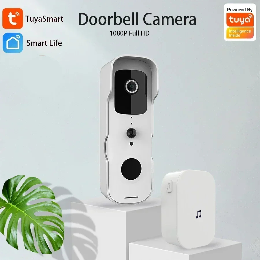 Impermeável Campainha de Vídeo Inteligente, Visão Noturna Visualizador de Porta, Câmera FHD, Interfone Visual Digital, WiFi 2.4G, Tuya Campainha, 1080P