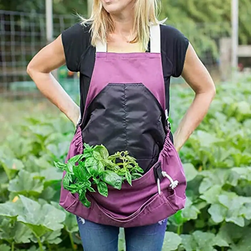 

Quick-release Bottom Apron Oxford Apron with Waterproof Pockets Tear-resistant Harvesting Apron for Fruit Vegetable Picking