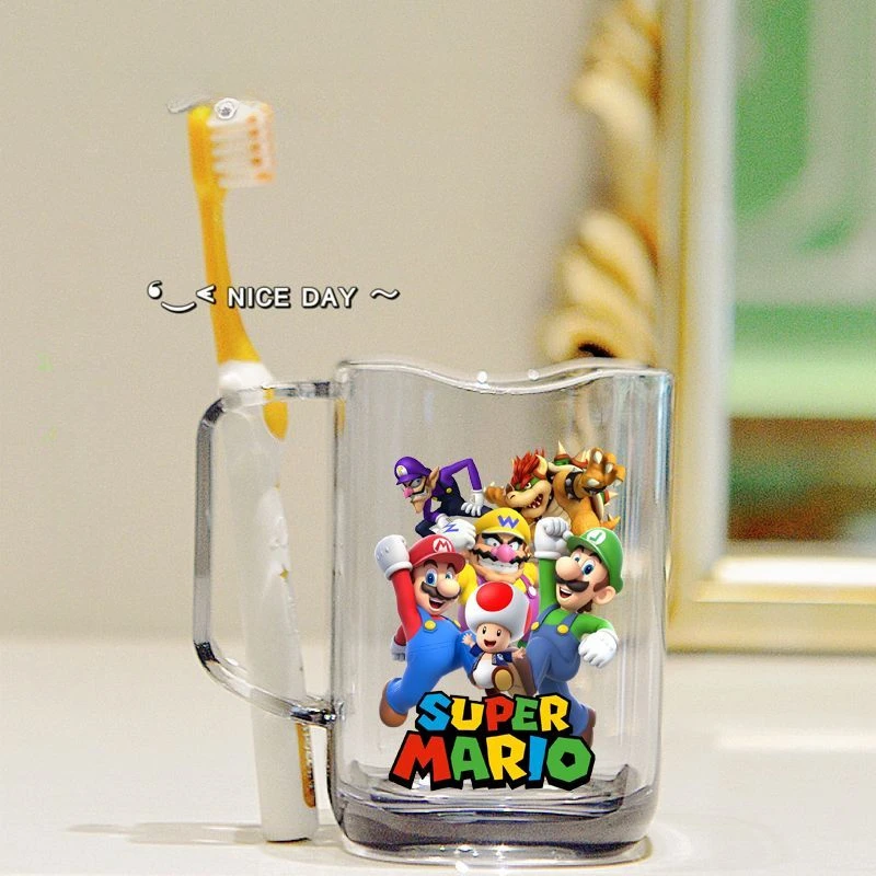 سوبر ماريو بروس كأس فرشاة الأسنان أنيمي الأطفال غسل فرشاة كوب غسول الفم كوب لوازم الحمام السفر المحمولة بهلوان أكواب الهدايا #5