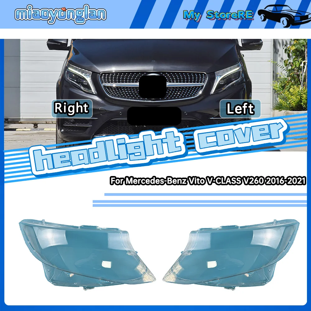 For Mercedes-Benz Vito V-CLASS V260 2016-2021 Front Headlamp Cover Transparent PC Lampshade Headlight Shell Lens Plexiglass