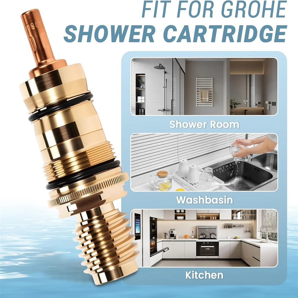 47050000 Brass Cartridge for Grohe G1/2 Shower Valves Thermostatic Function Maintains Set Temperature Under Load