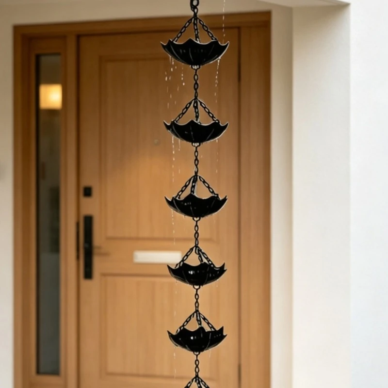 Hanging Flower Cup Rain Chain for Outdoor Home Eaves Use and Garden