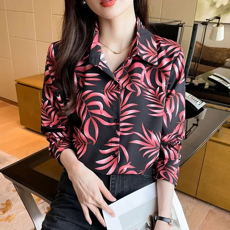 Nieuwe Elegante Print Blouses Casual Daily Dames Shirts Mode Vrouwen Button-Down Tops Blusa Mujer