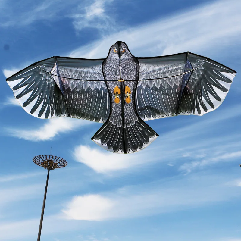 Cerf-volant 3D en forme d'aigle pour enfants, 1.5m, grand oiseau volant, manche à vent, jouets d'extérieur, grill de jardin