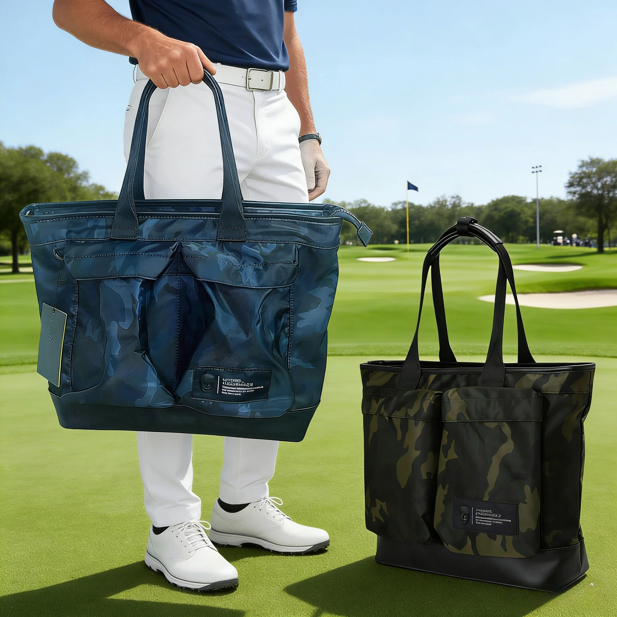 

Сумка-шоппер в корейском стиле 2026 Golf: легкая нейлоновая сумка с камуфляжным принтом для повседневного использования, магнитная застежка