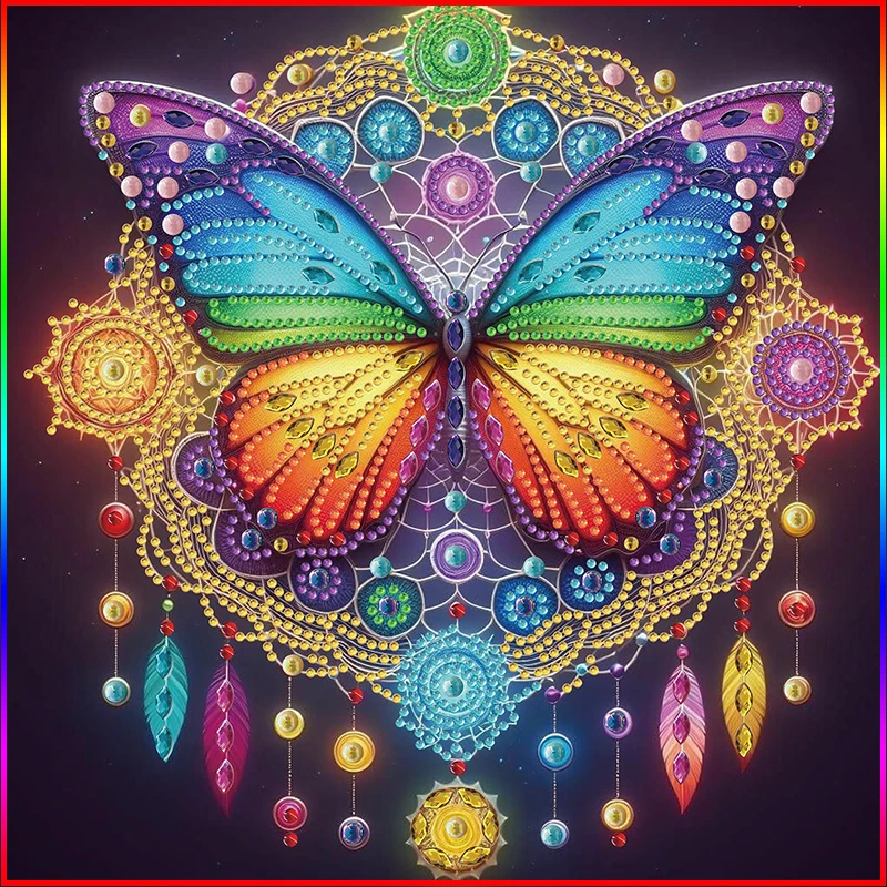 CHENISTORY 5D Butterfly Diamond Painting Kits Wall Art Drill Diamond Painting Crystal Special Shaped Painting Wall Home Decor