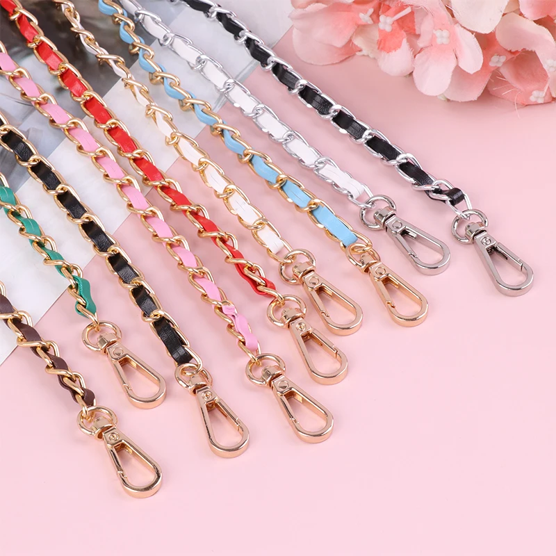 118CM PU Leather+Metal Chain Shoulder Bag Strap For Women Fashion Bag Crossbody Bag Woman Leather Strap For Handbag