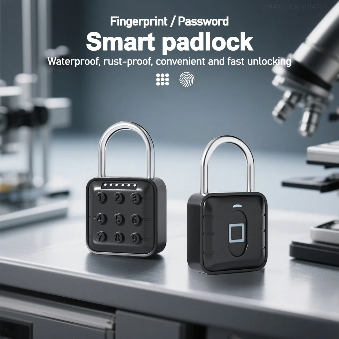 Fingerprint/Password Lock zinc alloy Lock Body IP67 Waterproof Battery Powered Digital Luggage Lock for Door Gate Cabinet Drawer