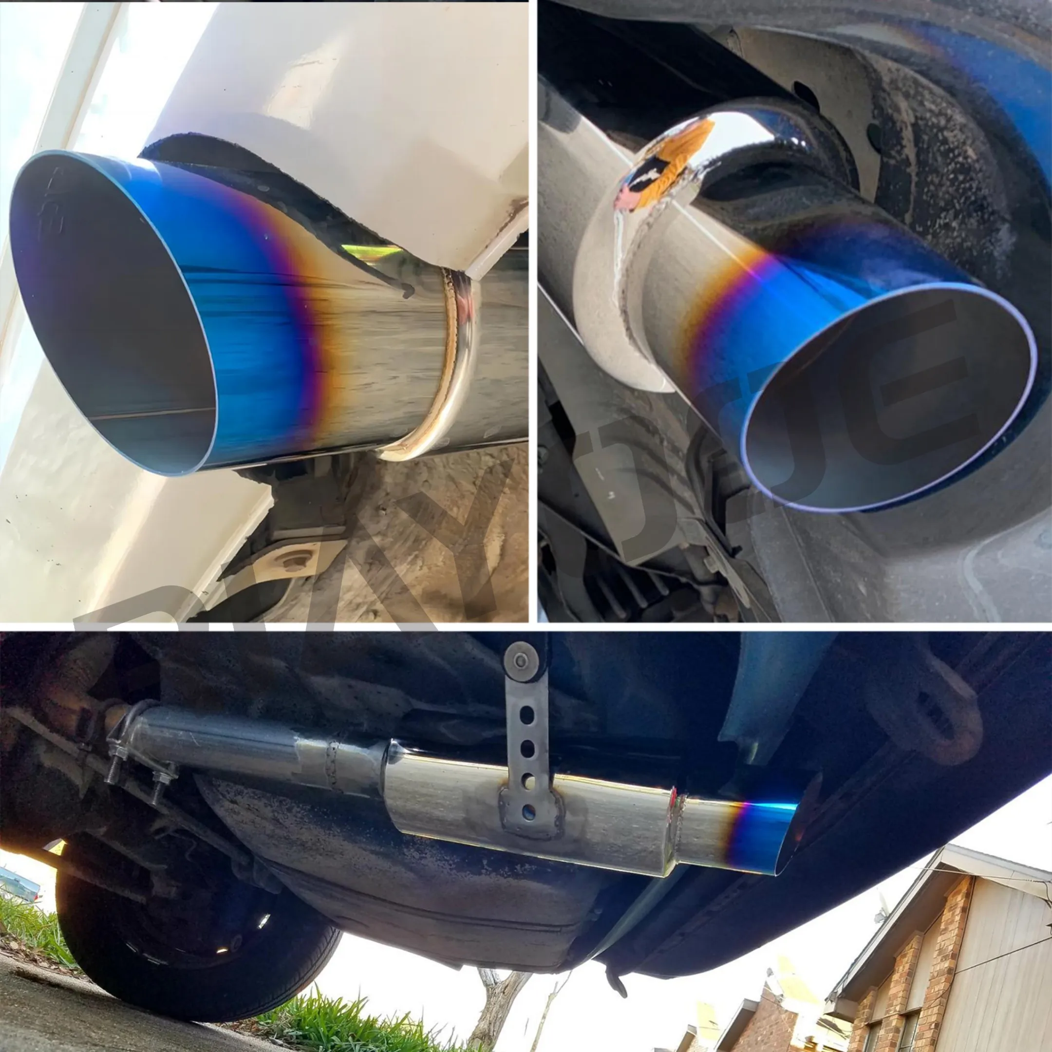 2'' to 3''4'' Car Exhaust Muffler Pipe Universal Turbo Sound Boost Exhaust System Stainless Steel Exhaust Pipe Muffler Tail