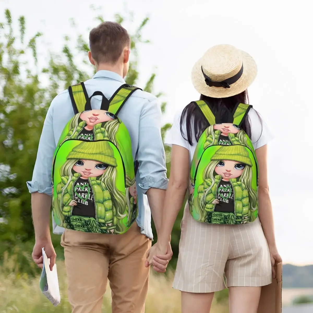 Rainbow High Jade Hunter Backpack Elementary High College School Student Book Bags Fit Men Women Daypack Outdoor Travel