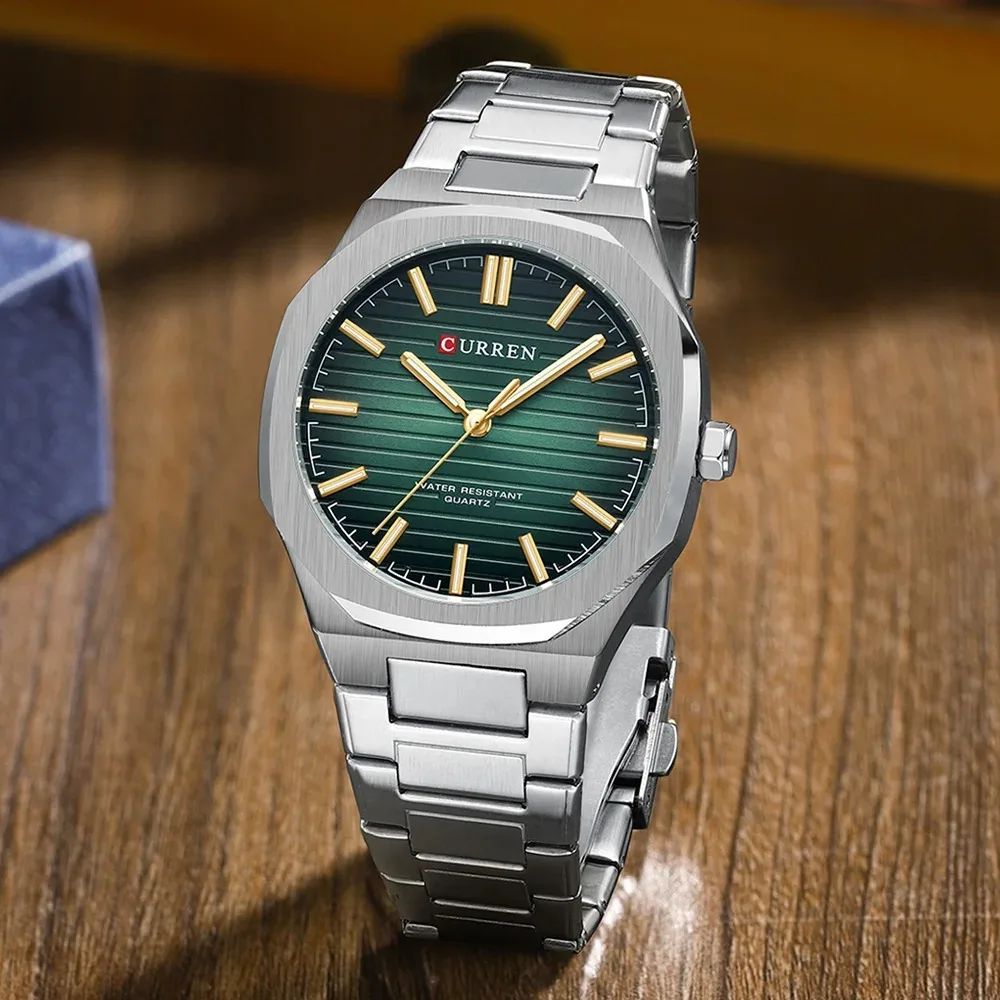 

CURREN 8456, лучший бренд, роскошные спортивные военные часы с ремешком из нержавеющей стали, простые мужские часы, водонепроницаемые мужские кварцевые часы со светящимися стрелками