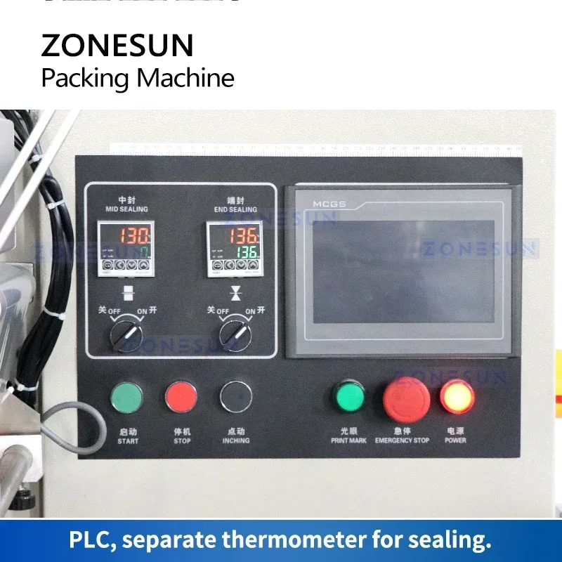ZONESUN ZS-ZB250S Horizontal Flow Wrapper Back Line Sealed Bags Food Pack Cosmetic Facial Mask Tissue Bagging Machine