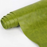 Head layer cowhide sofa leather fabric headboard soft bag seat plain weave cowhide whole piece apple green oil wax genuine leath