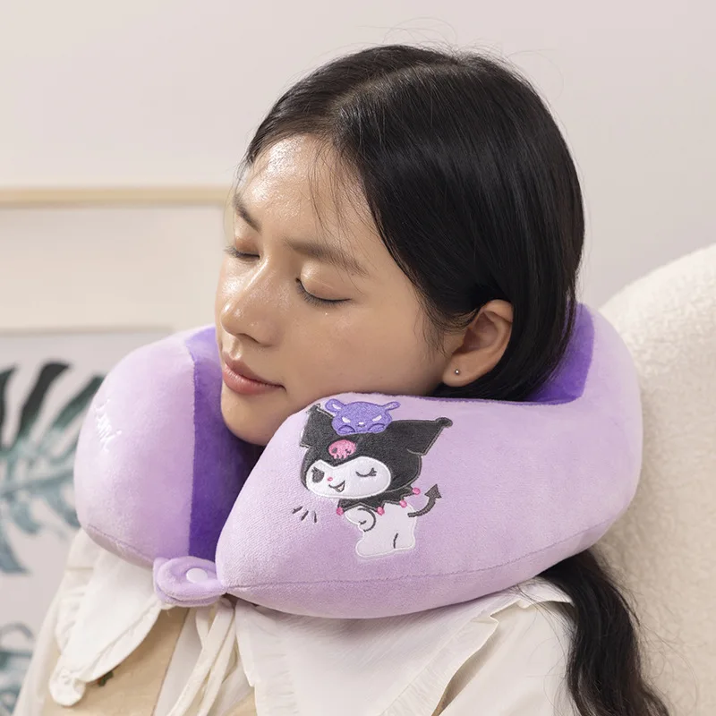 Kawaii Sanrios Hello Kitty Kuromi My Melody Hangyodo Cinnamoroll Office Plush Nap Pillows Anime Soft Travel U-Shaped Neck Pillow