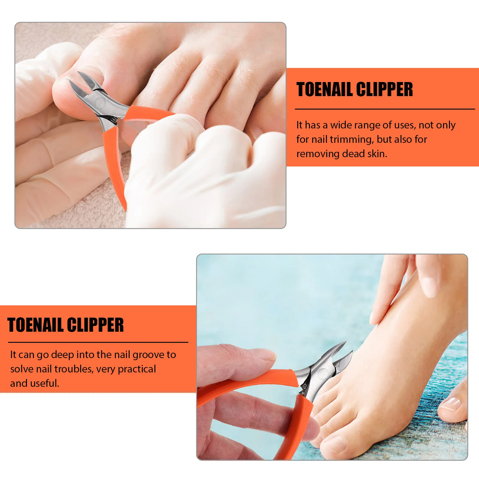 

Stainless Steel Dead Skin Toenail Clipper Orange Nail Groove Trimmer Durable Safe Practical Manicure Tool Toenail Clipper