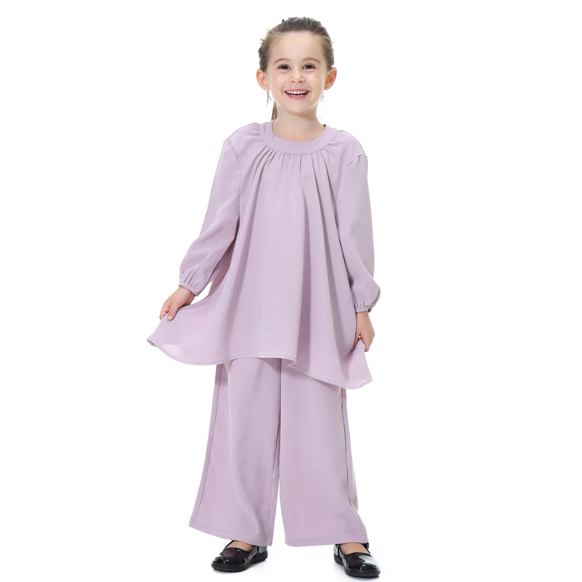 Dubai Arabic Muslim Girl Abaya Child Kid Dress Sets Pants Islamic Highly Elastic Large Baby Gowns Burka Arab Tops and Pants Set