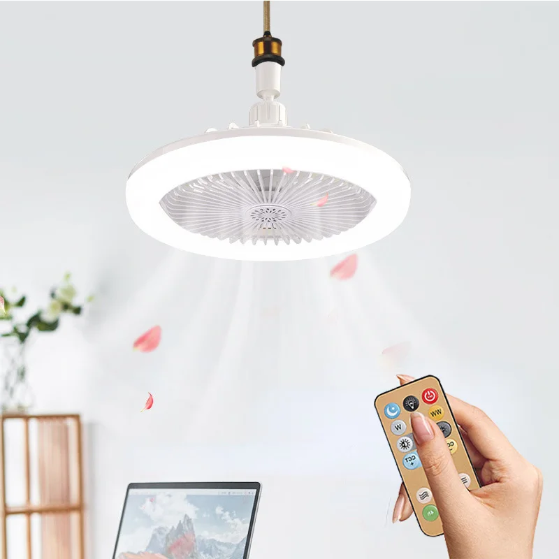 30W E27 LED Ceiling Fans with Light Remote Control Dimmable Ceiling Lamp Bulb Indoor Bedroom Chandelier with Cooling