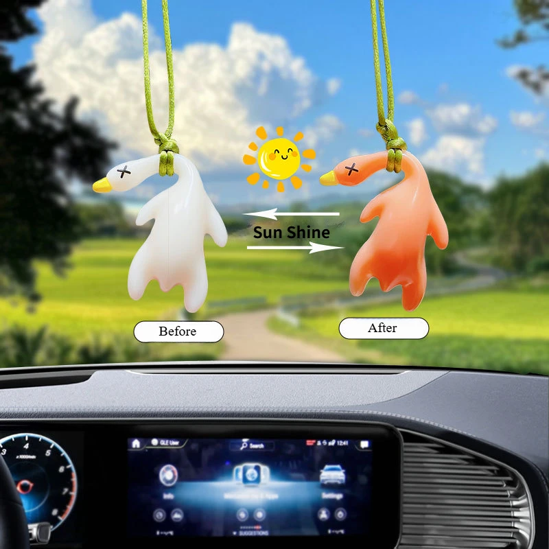 Meetvii Funny Uv Color Changing Roast Duck Keychain Pendants for Bag PVC Simulation Food  Keyrings for Women Birthday Gift