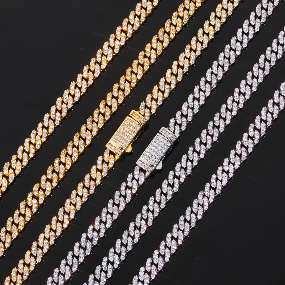 

NY 6MM Hip Hop Cuban Chain Spring Buckle Single Row Cubic Zirconia Cuban Necklace for Men Hip Hop Jewelry