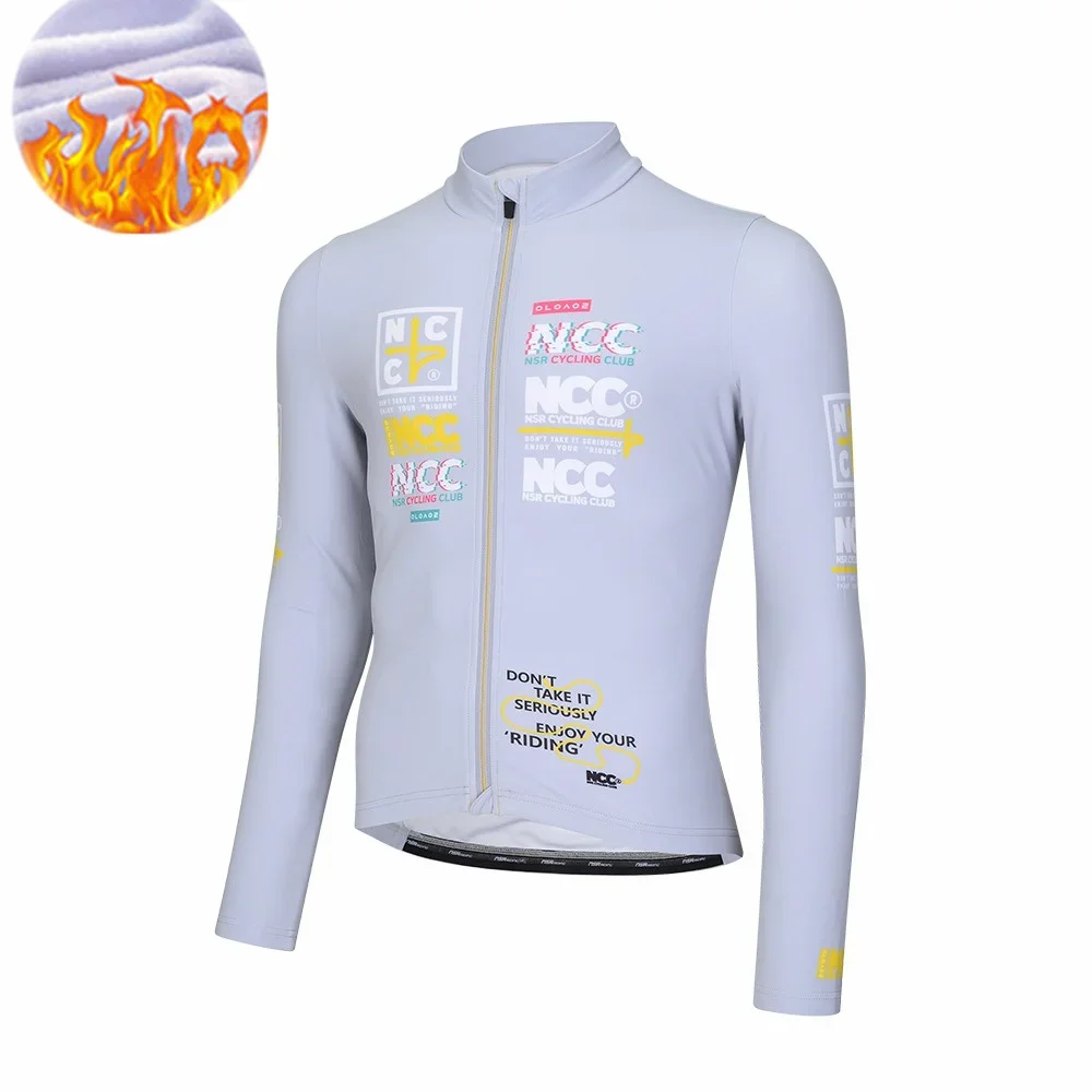 

NSRFUL cycling club Winter Thermal Fleece Cycling Jersey Man's Long Sleeves Mountain Bike Jersey Road Bike Ciclismo Hombre