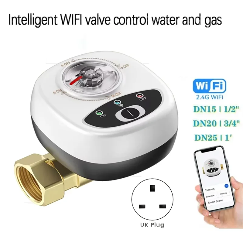 -A90P Wireless For Ewelink UK Plug WIFI Smart Valve Controller APP Remote Control Water Shutoff Automation Ball Valve