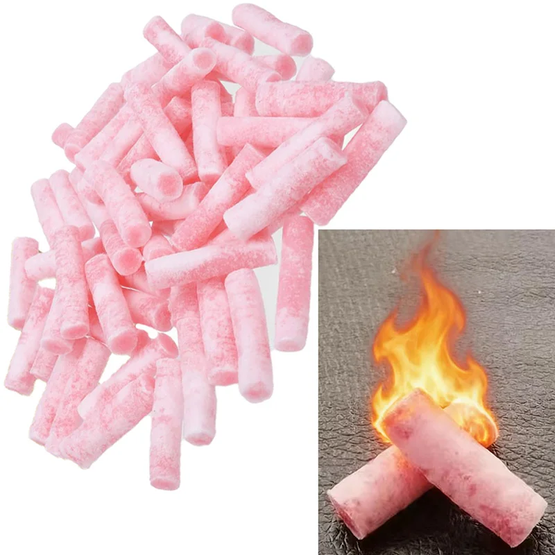 Mini arrancador de fuego portátil rosa con quemadura de más de 5 minutos para emergencias, supervivencia, fogones, hogares y parrillas