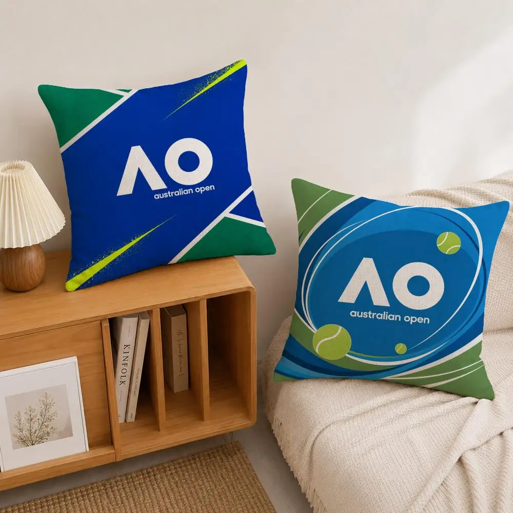 Tennis Tournament Australian Open Cushion Cover Natural Linen Pillowcase Set, All-in-One Decor for Sofa, Bedroom & Chair