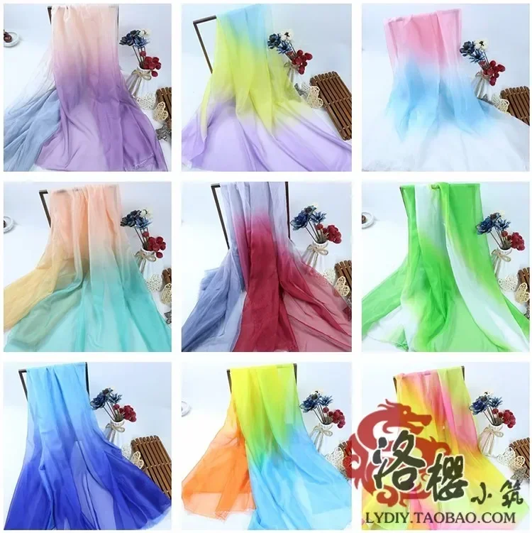 30D Colorful Gradient Chiffon Fabric By The Meter for Clothing Silk Scarf Dress Skirts Sewing Soft Thin Transparent Cloth Summer