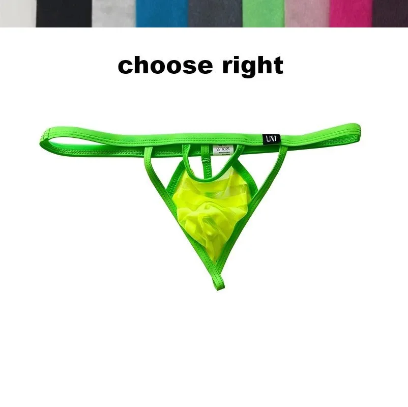 

Men's Low Waist Mesh Thong Underwear Sexy Nude Sensation Thin Style Single T Yarn through Design Comfortable Bedwear