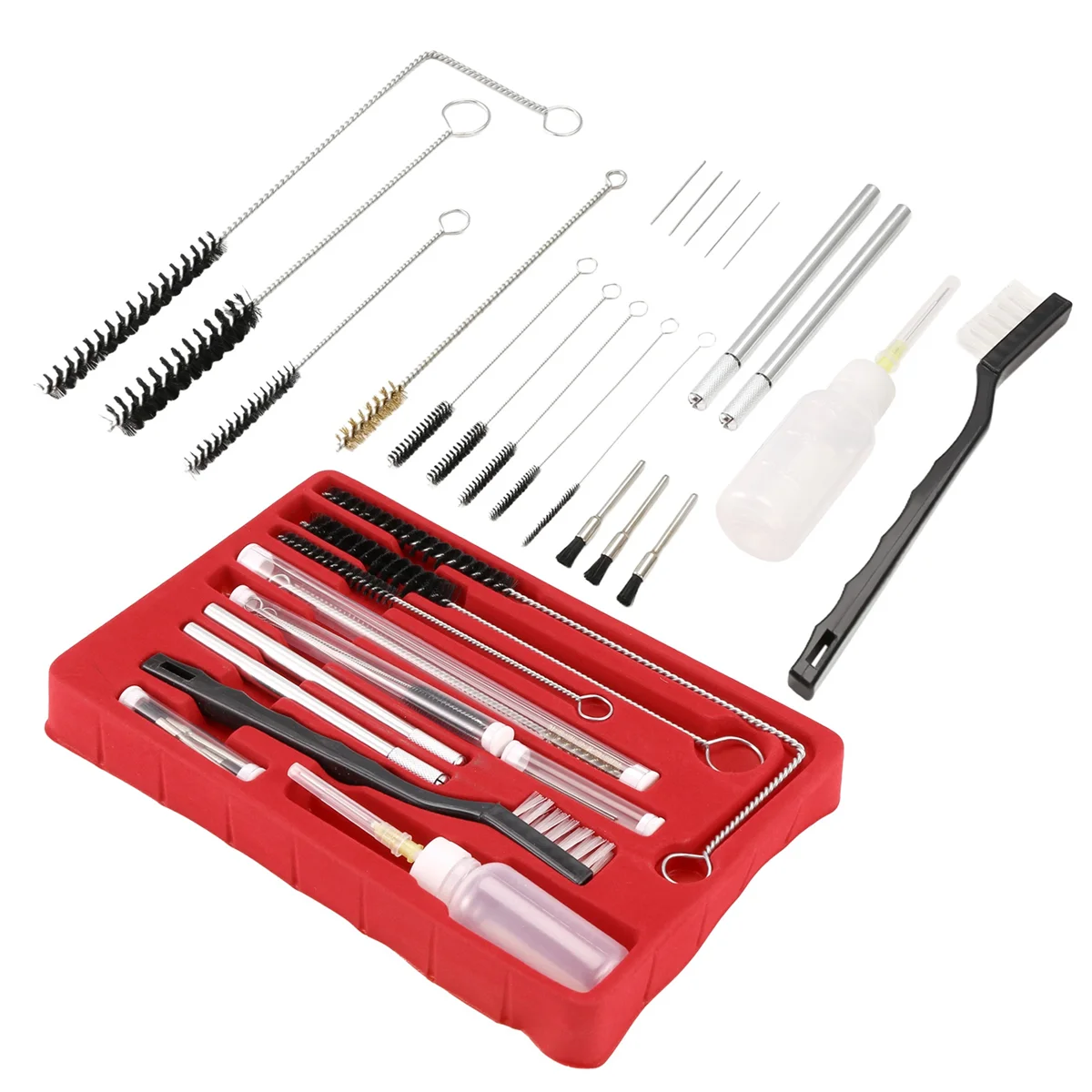 Kit de limpieza de cepillo de aire, pulverizador de pintura de coche, cepillo de limpieza, pulverizador de pintura neumático, herramienta de reparación de detalles, 1 Juego