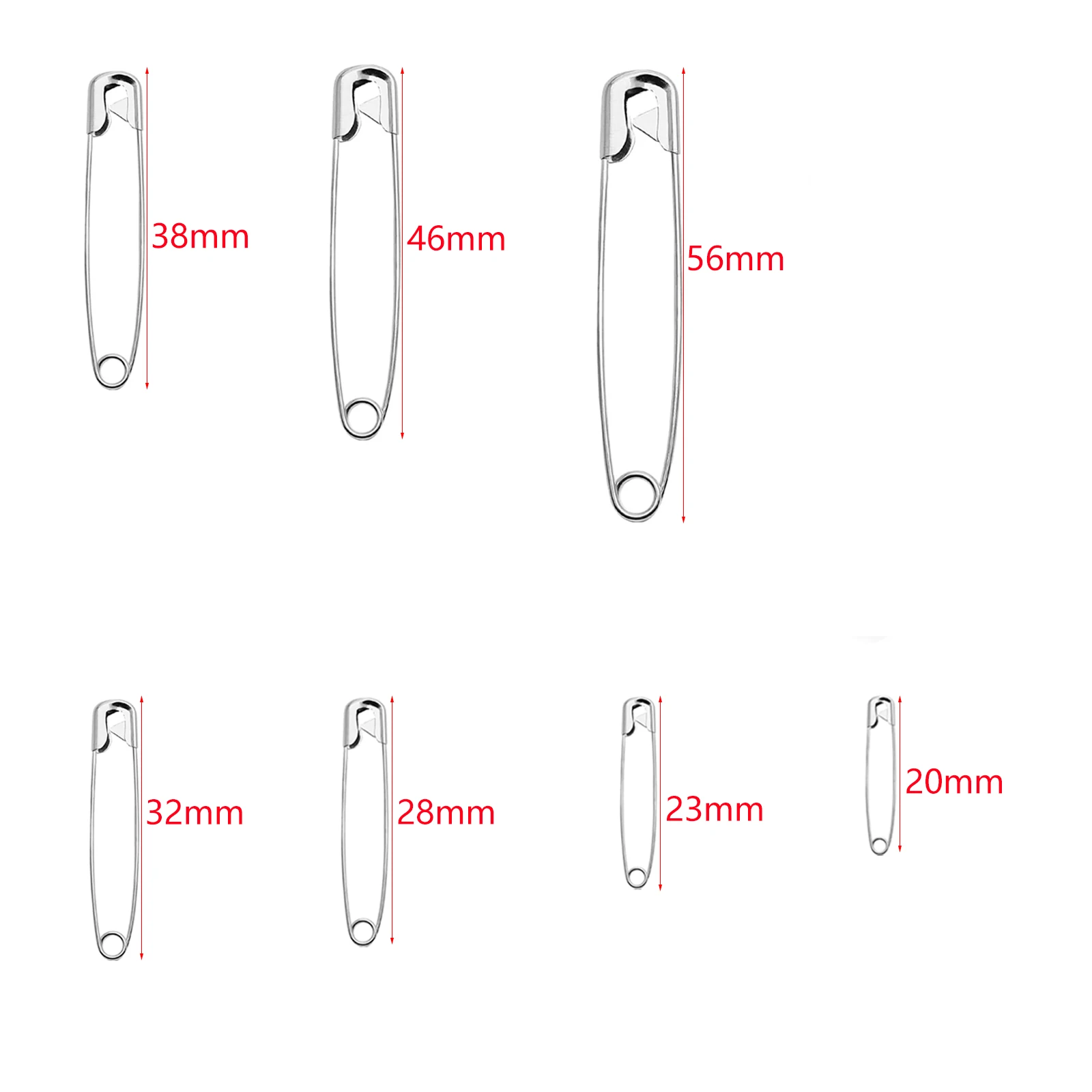 50pcs Stainless Steel Safety Pins Large and Small Bulk Pins Sewing Tool  for Clothing Decoration Brooch Fixing Craft Making